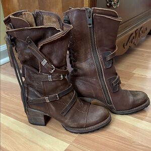 Freebird Dark Brown Leather Cora Combat/Steampunk Boots